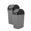 imageSuperio Mini Plastic Trash Can with Swing Top Lid 125 Gallon Compact Small Waste Bin Portable Garbage Can for Countertop Desktop Make up Vanity Bathroom Car Under Sink Dorm 5 Qt GreyBlack2