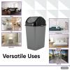 imageSuperio Mini Plastic Trash Can with Swing Top Lid 125 Gallon Compact Small Waste Bin Portable Garbage Can for Countertop Desktop Make up Vanity Bathroom Car Under Sink Dorm 5 Qt GreyBlack1