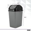 imageSuperio Mini Plastic Trash Can with Swing Top Lid 125 Gallon Compact Small Waste Bin Portable Garbage Can for Countertop Desktop Make up Vanity Bathroom Car Under Sink Dorm 5 Qt GreyBlack2