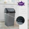 imageSuperio Mini Plastic Trash Can with Swing Top Lid 125 Gallon Compact Small Waste Bin Portable Garbage Can for Countertop Desktop Make up Vanity Bathroom Car Under Sink Dorm 5 Qt GreyBlack1