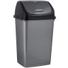 imageSuperio Mini Plastic Trash Can with Swing Top Lid 125 Gallon Compact Small Waste Bin Portable Garbage Can for Countertop Desktop Make up Vanity Bathroom Car Under Sink Dorm 5 Qt GreyBlack1
