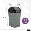 imageSuperio Mini Plastic Trash Can with Swing Top Lid 125 Gallon Compact Small Waste Bin Portable Garbage Can for Countertop Desktop Make up Vanity Bathroom Car Under Sink Dorm 5 Qt GreyBlack2