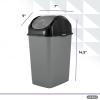 imageSuperio Mini Plastic Trash Can with Swing Top Lid 125 Gallon Compact Small Waste Bin Portable Garbage Can for Countertop Desktop Make up Vanity Bathroom Car Under Sink Dorm 5 Qt GreyBlack1