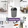 imageSuperio Mini Plastic Trash Can with Swing Top Lid 125 Gallon Compact Small Waste Bin Portable Garbage Can for Countertop Desktop Make up Vanity Bathroom Car Under Sink Dorm 5 Qt GreyBlack1