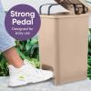 imageSuperio Slim Step On Trash Can Beige Waste Bin with Foot Pedal Lid 26 Liter Kitchen Under Desk Office Bedroom Bathroom 1 4 Gallon65 Gallon