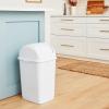 imageSuperio Small 25 Gallon Plastic Trash Can with Swing Top Lid Compact Slim Waste Bin for Under Desk Office Bedroom Bathroom Dorm Room 10 Qt Portable Garbage Can White9 Gallon