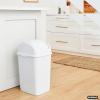imageSuperio Small 25 Gallon Plastic Trash Can with Swing Top Lid Compact Slim Waste Bin for Under Desk Office Bedroom Bathroom Dorm Room 10 Qt Portable Garbage Can White9 Gallon
