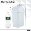 imageSuperio Small 25 Gallon Plastic Trash Can with Swing Top Lid Compact Slim Waste Bin for Under Desk Office Bedroom Bathroom Dorm Room 10 Qt Portable Garbage Can White125 Gallon