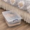 imageSuperio Under Bed Storage Containers with Wheels 3 Pack Flat Clear Storage Bin Stackable Large Storage Latch Box with Lids Store Cloths Bedding Linen For Under The Bed Garage Home60 Qt Wheeled