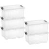 imageSuperio Under Bed Storage Containers with Wheels 3 Pack Flat Clear Storage Bin Stackable Large Storage Latch Box with Lids Store Cloths Bedding Linen For Under The Bed Garage Home20 Quart