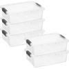imageSuperio Under Bed Storage Containers with Wheels 3 Pack Flat Clear Storage Bin Stackable Large Storage Latch Box with Lids Store Cloths Bedding Linen For Under The Bed Garage Home32 Quart