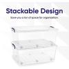 imageSuperio Under Bed Storage Containers with Wheels 3 Pack Flat Clear Storage Bin Stackable Large Storage Latch Box with Lids Store Cloths Bedding Linen For Under The Bed Garage Home60 Qt Wheeled