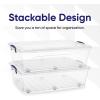 imageSuperio Under Bed Storage Containers with Wheels 3 Pack Flat Clear Storage Bin Stackable Large Storage Latch Box with Lids Store Cloths Bedding Linen For Under The Bed Garage Home42 Qt Under BedWheeled