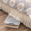 imageSuperio Under Bed Storage Containers with Wheels 3 Pack Flat Clear Storage Bin Stackable Large Storage Latch Box with Lids Store Cloths Bedding Linen For Under The Bed Garage Home42 Qt Under BedWheeled