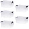 imageSuperio Under Bed Storage Containers with Wheels 3 Pack Flat Clear Storage Bin Stackable Large Storage Latch Box with Lids Store Cloths Bedding Linen For Under The Bed Garage Home66 Qt