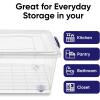 imageSuperio Under Bed Storage Containers with Wheels 3 Pack Flat Clear Storage Bin Stackable Large Storage Latch Box with Lids Store Cloths Bedding Linen For Under The Bed Garage Home42 Qt Under BedWheeled