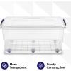 imageSuperio Under Bed Storage Containers with Wheels 3 Pack Flat Clear Storage Bin Stackable Large Storage Latch Box with Lids Store Cloths Bedding Linen For Under The Bed Garage Home32 Qt Wheeled