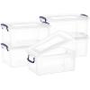 imageSuperio Under Bed Storage Containers with Wheels 3 Pack Flat Clear Storage Bin Stackable Large Storage Latch Box with Lids Store Cloths Bedding Linen For Under The Bed Garage Home285 QT