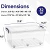 imageSuperio Under Bed Storage Containers with Wheels 3 Pack Flat Clear Storage Bin Stackable Large Storage Latch Box with Lids Store Cloths Bedding Linen For Under The Bed Garage Home32 Qt Wheeled