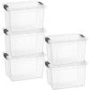 imageSuperio Under Bed Storage Containers with Wheels 3 Pack Flat Clear Storage Bin Stackable Large Storage Latch Box with Lids Store Cloths Bedding Linen For Under The Bed Garage Home25 Qt