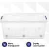 imageSuperio Under Bed Storage Containers with Wheels 3 Pack Flat Clear Storage Bin Stackable Large Storage Latch Box with Lids Store Cloths Bedding Linen For Under The Bed Garage Home60 Qt Wheeled