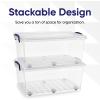 imageSuperio Under Bed Storage Containers with Wheels 3 Pack Flat Clear Storage Bin Stackable Large Storage Latch Box with Lids Store Cloths Bedding Linen For Under The Bed Garage Home32 Qt Wheeled