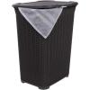 imagePlastic Laundry Hamper with Lid Knit Designed Laundry Hamper Basket 50 Liter Brown Cloths Hamper Organizer with Cutout Handles Space Saving for Laundry Room Bedroom BathroomBrown1 Pack