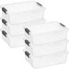 imageSuperio 6 Pack Clear Plastic Storage Container with Lid Home  137 Qt Office Organizer Storage Bin Stackable For Closet Under the Bed or Locker Use for Clothes Food Toys Supplies Linen