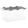 imageSuperio Christmas Storage Box with Red Hinged Lids Plastic Container Bins for Organizing with Attached Lid Stackable Crates BPA Free Organizers for Home Office and Dorm 2025quotx14quotx146quotClear with Grey Lids