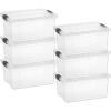 imageSuperio Clear Plastic Storage Bin with LidNonToxic BPA Free Odor Free Organizer Storage Box Stackable Plastic Tote for Home Garage School and Office 11 Quart 6Pack11 Quart
