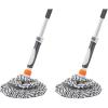 imageSuperio Twist Mop Self Wringing Mop with Scrubber Microfiber Mop for Hardwood Tile Laminate Floors GreyFull Mop Pack of 2