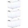 imageSuperio Under Bed Storage Containers with Wheels 3 Pack Flat Clear Storage Bin Stackable Large Storage Latch Box with Lids Store Cloths Bedding Linen For Under The Bed Garage Home85 Qt Wheeled