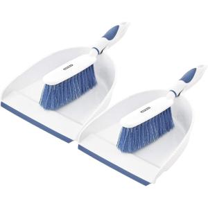 imageDustpan and Brush Set Hand Broom with Ergonomic Grip Handle  Rubber Edge for Easy Dirt Pickup Durable Material  Blue Hand Brush by SuperioBlue  2pack