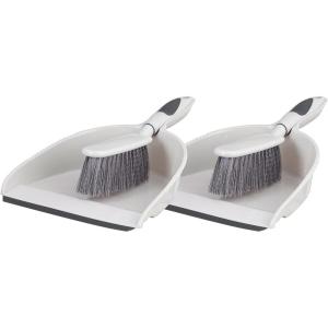 imageDustpan and Brush Set Hand Broom with Ergonomic Grip Handle  Rubber Edge for Easy Dirt Pickup Durable Material  Blue Hand Brush by SuperioGray  2pack