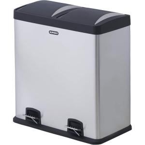 imageSuperio  16 Gallon Trash Can and Recycling Bin Combo Stainless Steel Step On Includes 2 x 8 Gallon Removable Buckets with Handles Airtight Use for Kitchen Office Home