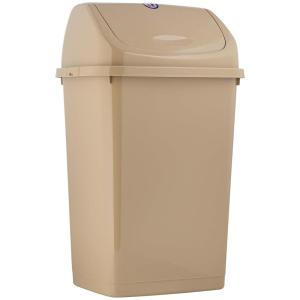 imageSuperio 125 Gal Mini Plastic Trash Can with Swing Top Lid Small Waste Bin for Countertop Desk Vanity Bathroom 5 Quart BeigeBrown13 Gallon