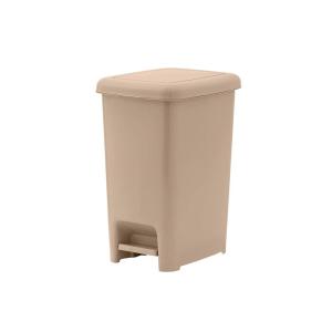 imageSuperio 16Gal Slim Step On Pedal Plastic Trash Can Waste Bin for Under Desk Office Bedroom Bathroom 64 Qt Beige