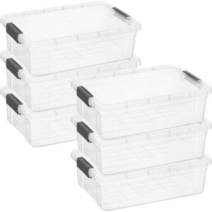 imageSuperio 6 Pack Clear Plastic Storage Container with Lid Home  137 Qt Office Organizer Storage Bin Stackable For Closet Under the Bed or Locker Use for Clothes Food Toys Supplies Linen