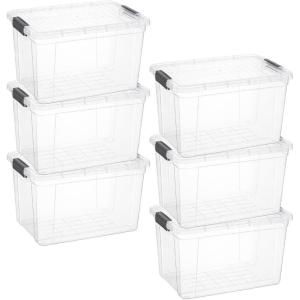 imageSuperio Clear Plastic Storage Bin with LidNonToxic BPA Free Odor Free Organizer Storage Box Stackable Plastic Tote for Home Garage School and Office 11 Quart 6Pack1425 Quart
