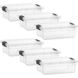 imageSuperio Clear Plastic Storage Bin with LidNonToxic BPA Free Odor Free Organizer Storage Box Stackable Plastic Tote for Home Garage School and Office 11 Quart 6Pack127 Quart