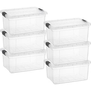 imageSuperio Clear Plastic Storage Bin with LidNonToxic BPA Free Odor Free Organizer Storage Box Stackable Plastic Tote for Home Garage School and Office 11 Quart 6Pack95 Qt