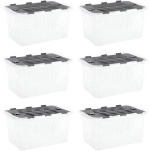 imageSuperio Clear Plastic Storage Bin with LidNonToxic BPA Free Odor Free Organizer Storage Box Stackable Plastic Tote for Home Garage School and Office 11 Quart 6Pack2025x14x105
