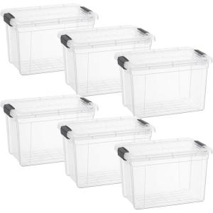 imageSuperio Clear Plastic Storage Bin with LidNonToxic BPA Free Odor Free Organizer Storage Box Stackable Plastic Tote for Home Garage School and Office 11 Quart 6Pack875 Quart