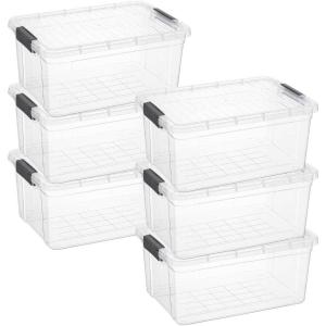 imageSuperio Clear Plastic Storage Bin with LidNonToxic BPA Free Odor Free Organizer Storage Box Stackable Plastic Tote for Home Garage School and Office 11 Quart 6Pack44 Quart