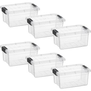 imageSuperio Clear Plastic Storage Bin with LidNonToxic BPA Free Odor Free Organizer Storage Box Stackable Plastic Tote for Home Garage School and Office 11 Quart 6Pack185 Qt
