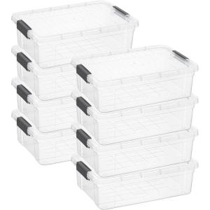 imageSuperio Clear Plastic Storage Bin with LidNonToxic BPA Free Odor Free Organizer Storage Box Stackable Plastic Tote for Home Garage School and Office 11 Quart 6Pack105 Qt