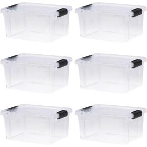 imageSuperio Clear Plastic Storage Bin with LidNonToxic BPA Free Odor Free Organizer Storage Box Stackable Plastic Tote for Home Garage School and Office 11 Quart 6Pack66 Qt