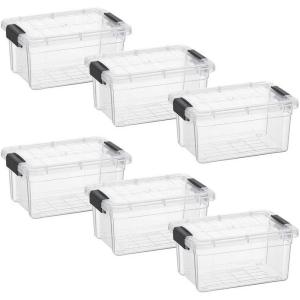 imageSuperio Clear Plastic Storage Bin with LidNonToxic BPA Free Odor Free Organizer Storage Box Stackable Plastic Tote for Home Garage School and Office 11 Quart 6Pack35 Quart