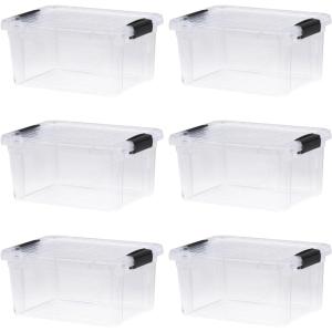imageSuperio Clear Plastic Storage Bin with LidNonToxic BPA Free Odor Free Organizer Storage Box Stackable Plastic Tote for Home Garage School and Office 11 Quart 6Pack66 Quart