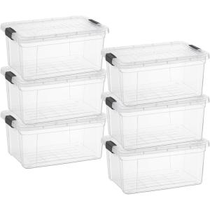 imageSuperio Clear Plastic Storage Bin with LidNonToxic BPA Free Odor Free Organizer Storage Box Stackable Plastic Tote for Home Garage School and Office 11 Quart 6Pack11 Quart